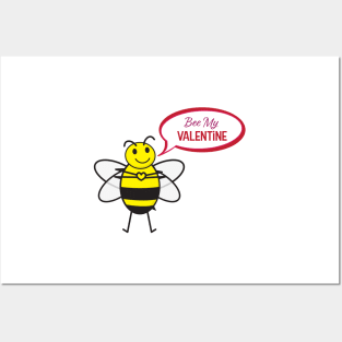 Bee my Valentine Cute bee illustration Posters and Art